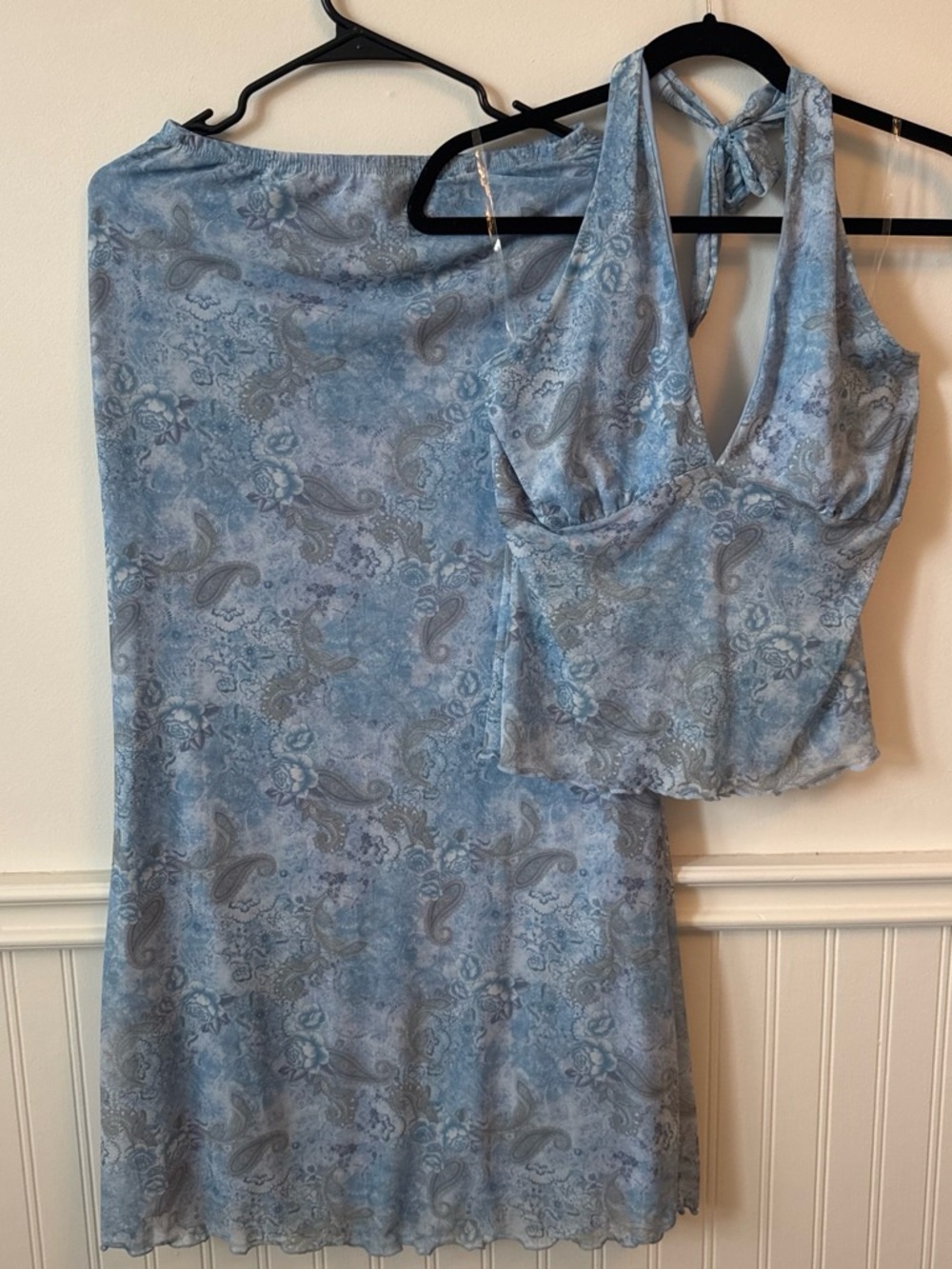 Halter Neck Light Blue Maxi Set